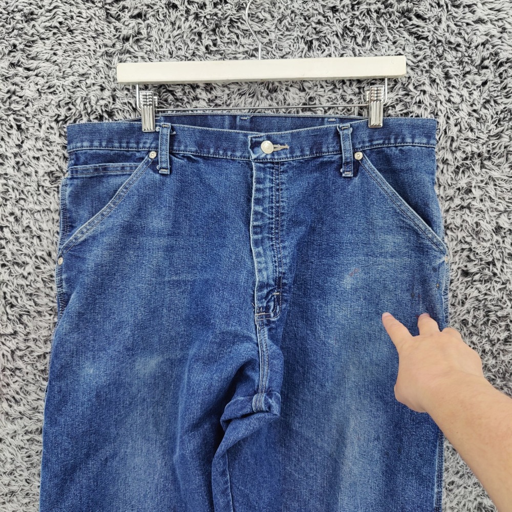 Wrangler Mens Workwear Utility Carpenter Strais Leg Jeans 36x30 Blue Denim - Picture 10 of 16